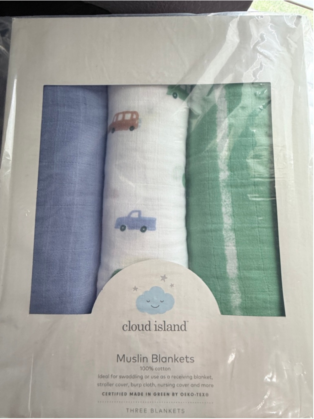 Unisex Cloud Island Muslin Blankets One Size Blue Green